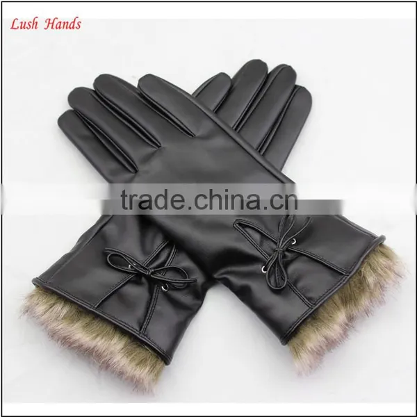 Ladies PU Working Leather Gloves Women Winter photo-5