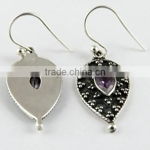 Make A Wish !! Oxidized Amethyst 925 Sterling Silver Earring, Gemstone Silver Jewelry, Handmade Silver Jewelry photo-5
