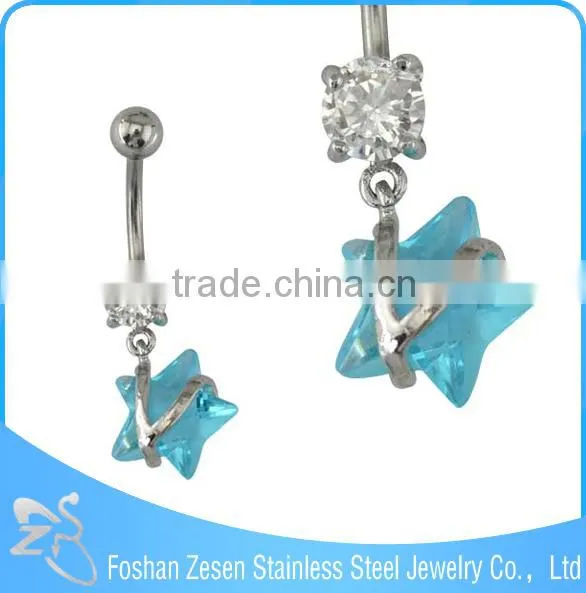 New Season Hypoallergenic Stainless Steel Dangle Cute Pink Star Diamond Navel Piercing photo-2