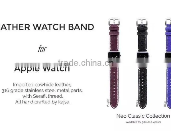 Original Kajsa Neo Classic Collection Genuine Leather Watch Band Wrist Strap For 42MM Apple Watch MT-3967 photo-3