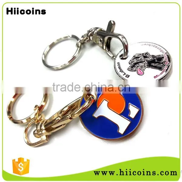 High Quality Round Shaped Custom Metal Trolley Coin Keyring