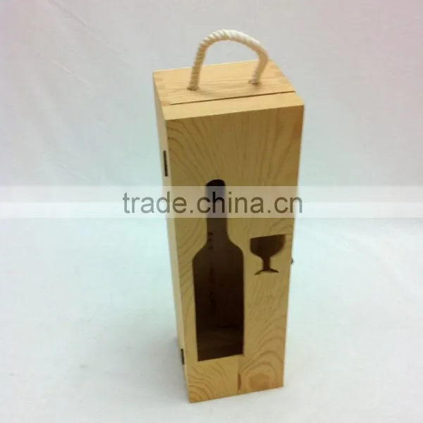 Wooden Wine Box Luxury Handmade Wine Glass Bottle Shaped Carving Wholesale Pine