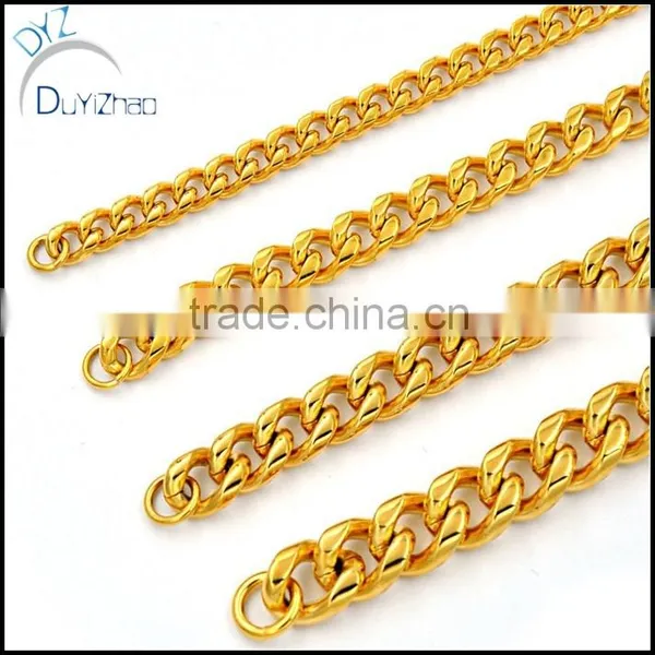 Heavy Men's Jewelry Gold Curb Cuban Chain Necklace 316L Stainless Steel photo-4