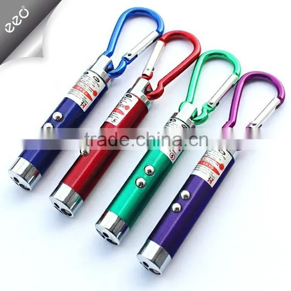 3 in 1 Red Laser Pointer Key Ring LED Flashlight Mini Torch uv Light
