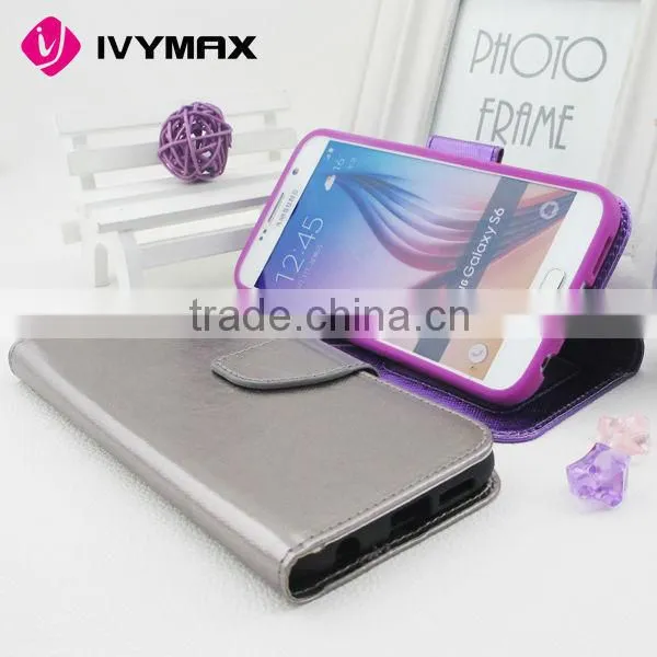 Classic Leather Wallet Case for Samsung Galaxy S6 Flip Case photo-6