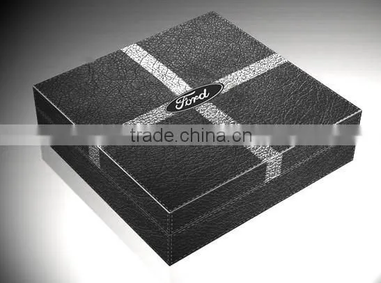 Hot Sale Faux Leather Gift Box With Ford Logo, Outer Logo and Inner Layout Could be Customized