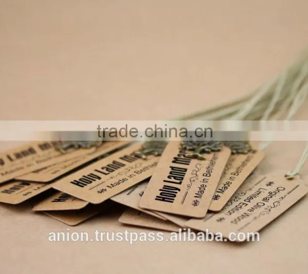 Paper Craft Label With Cotton Cord and Bronze Mini Olive Wood Tree photo-4