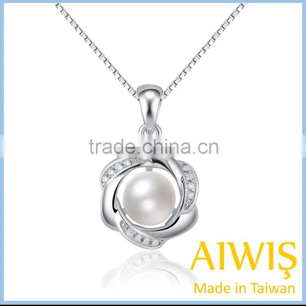 Fashion Natural FreshWater Pearls Sterling Silver Endant Necklace