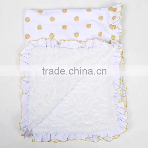 White With Gold Dots Minky Baby Blankets Super Soft and Beyond Adorable Blankets photo-2