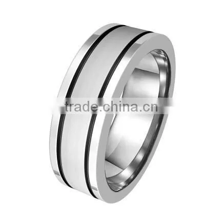 Men's Tungsten CZ Bands With Mirror Polished Tungsten Stripe Jewelry Ring photo-4