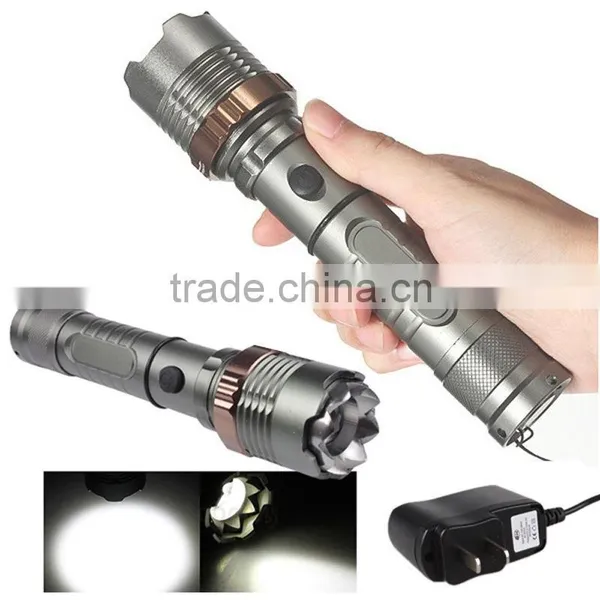 Aluminum Rechargeable Powerful Zoom t6 Tactical Flashlight