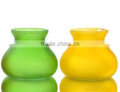 Dumpy Shape Frosted Colored Glass Vase For Home Decor photo-2