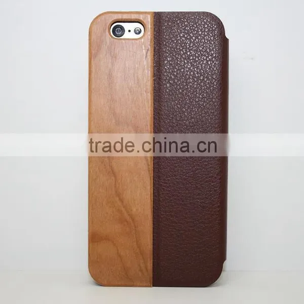 High Quality Real Wood Leather Cell Phone pu Leather Case for Iphone photo-4