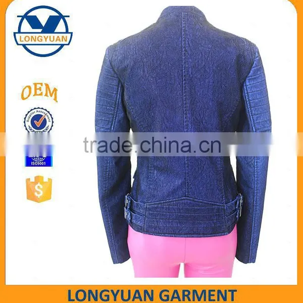 Hot Sale High Quality Fashion Material New Design pu Leather Jacket for Woman 2016 photo-2