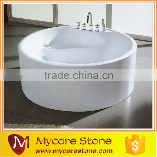 Hand-made Craving Stone Bathtub, Polished White Marble Bathtub photo-5
