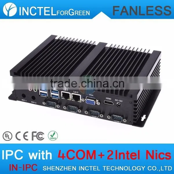 Embeded Fanless Desktop Computers Intel Celeron C1037U 1.8G Auto Boot USB3.0 Dual Gigabit Lan 4 COM 4G RAM 64G SSD 640G HDD photo-2