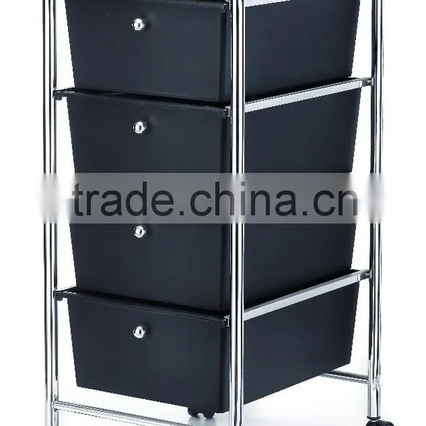 4 Tier Drawer Storage Organizer Rolling Trolley Cart Chrome