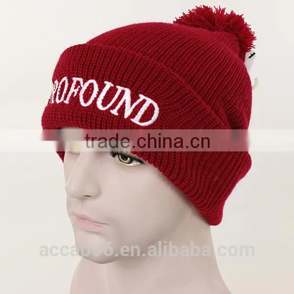 Cheap Knitted Red Beanie Hat/custom Red Beanie Hat photo-3