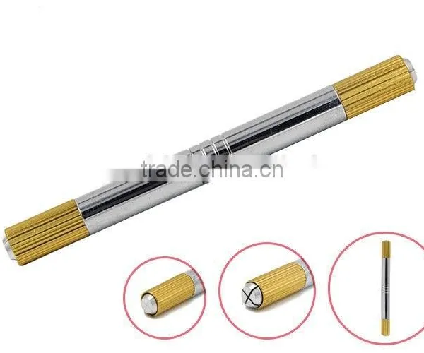 Gold 2 Heads Permanent Makeup Tools Manual 3D Eyebrow Tattoo Pen photo-2