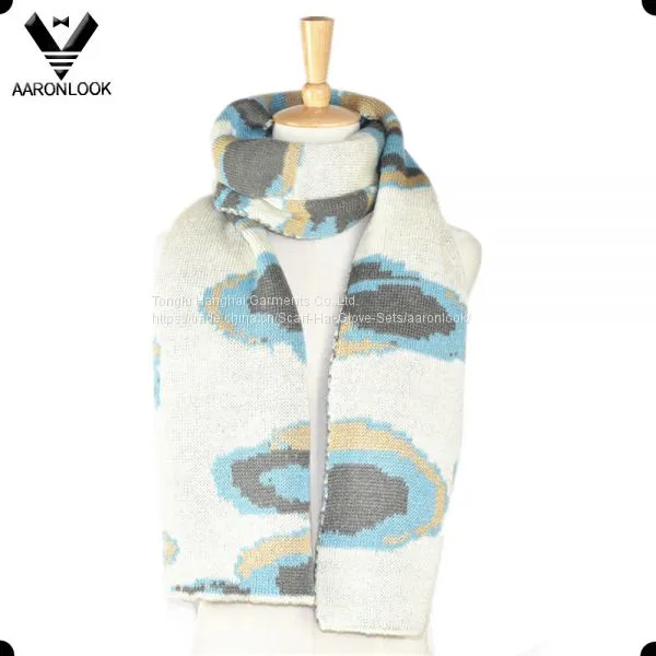 Winter Intarsia Jacquard Knit Pattern Custom Design Scarf photo-2