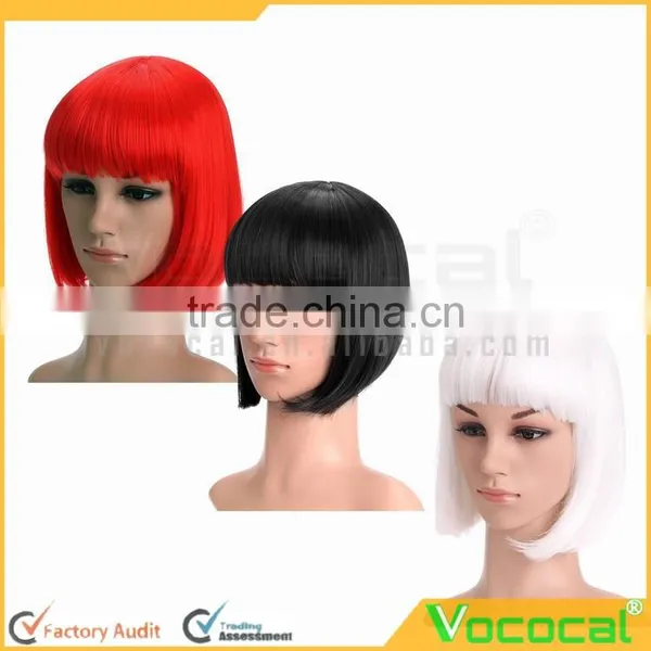 Ladies Straight Flat Bang Short Bob Hair Wig for Halloween Christmas Party Cosplay photo-4