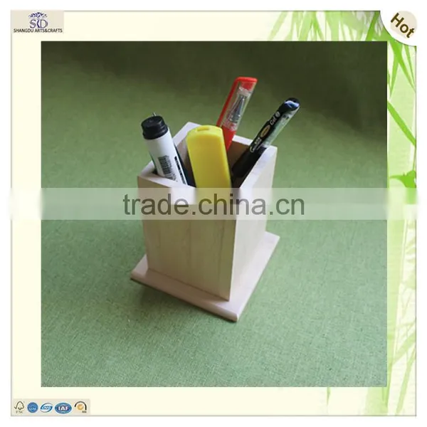 Fashion Office Desk Storaging Decorating Paulownia Wooden Pen Holder photo-5