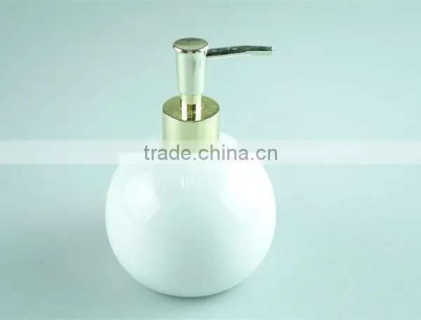 White Ceramic Bathroom Accessories Set 2 / Lotion Dispenser & Tumbler With Color Gift Box photo-6