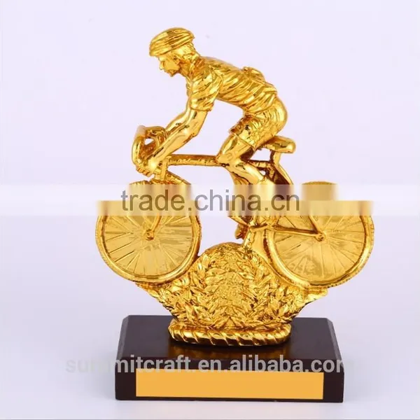 Custom Goldern Resin Bicycle Sports Trophies New Designs Award