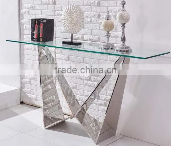 Hot Design Clear Glass Stainless Steel Side Table photo-2