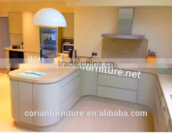 New Design PMMA Solid Surface +solid Wood Built Kitchen Cabinets
