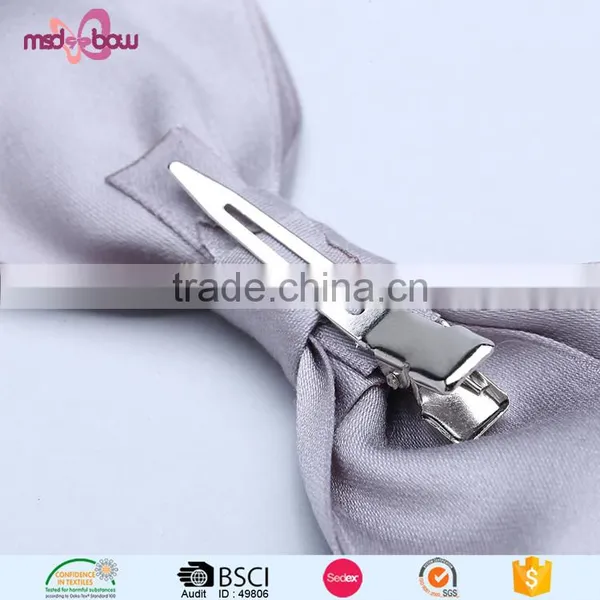 Custom Size Grey Ribbon Boys Mens Bow-tie With Alligator Clip photo-4