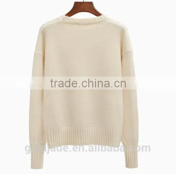 2016 New Korean Style Spring Winter Autumn Round Neck Long Sleeve Plain Women Sweater photo-2