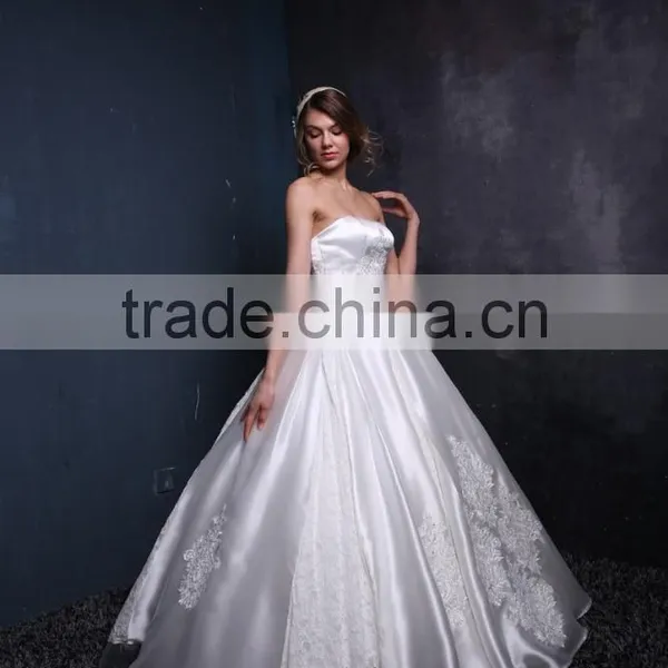2017 Fancy Design Queen Style Satin Wedding Dress