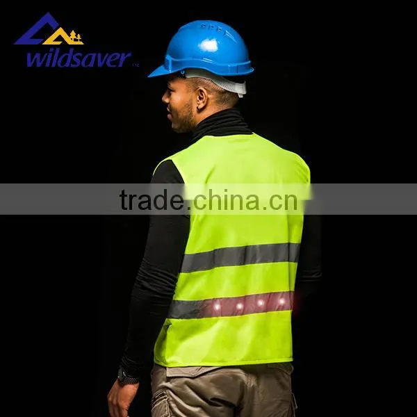 100% Polyester 3m Reflective LED Yellow Green Flashing Led Safety Vest photo-2