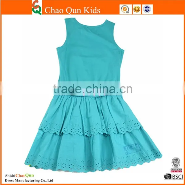 Girls Cotton Frock Designs in Green Color for 2-8years Children Small Girl photo-2