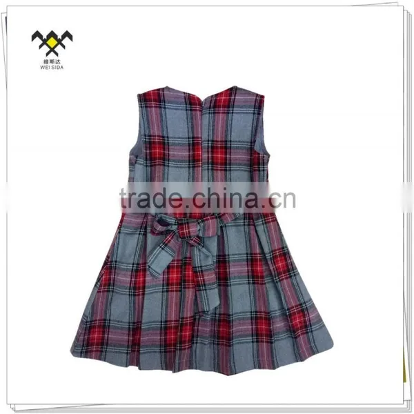 Yarn Dyed Check Woolen Fabric Grid Fashion Dress With Girls photo-2