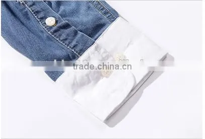 2016 New Arrival England Style Splicing Men Denim Casual Shirt photo-5