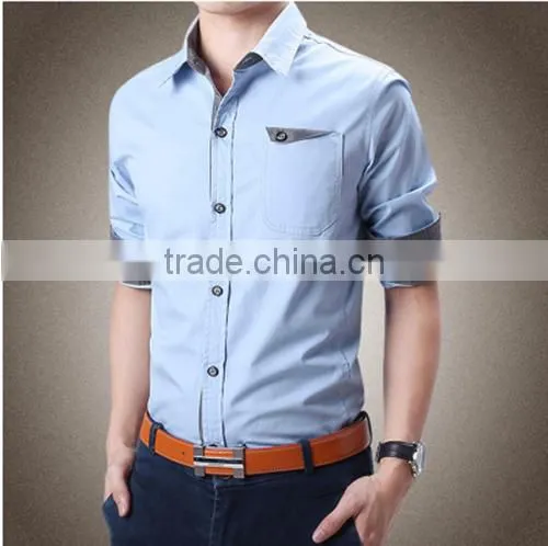 2016 Men Embroidered Floral Printed Slim Fit Casual Shirt photo-3