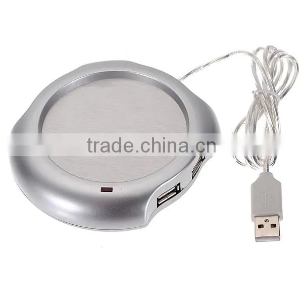 New Arrival Wired Muti-function Tea Coffee Cup Mug Warmer Heater Office Pad With 4 Port Hub USB Gadget For PC For Mac photo-4