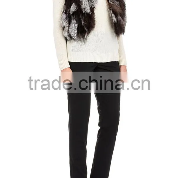 YRFUR YR043 Chic Style Fox Fur Waistcoat/Stand Collar Patchwork Fox Fur Vest photo-4