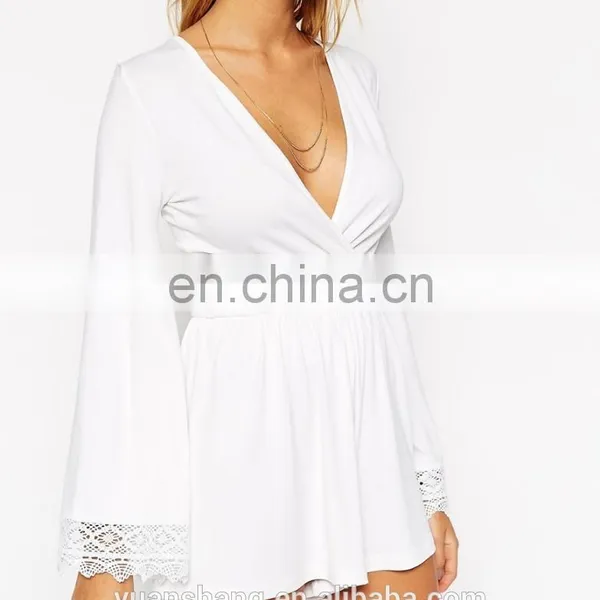 2015 New Design Women Fashion Lace Flare Sleeve Playsuit photo-3