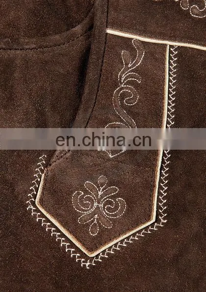 Authentic German Bavarian Lederhosen Dark Brown Suede Leather (Bavarian Clothing) photo-5