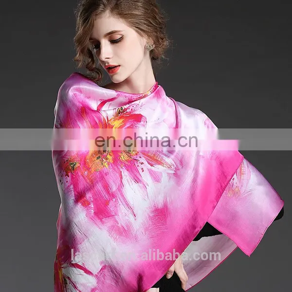 Purple Silk Square Scarf for Women Factory Wholesale photo-2