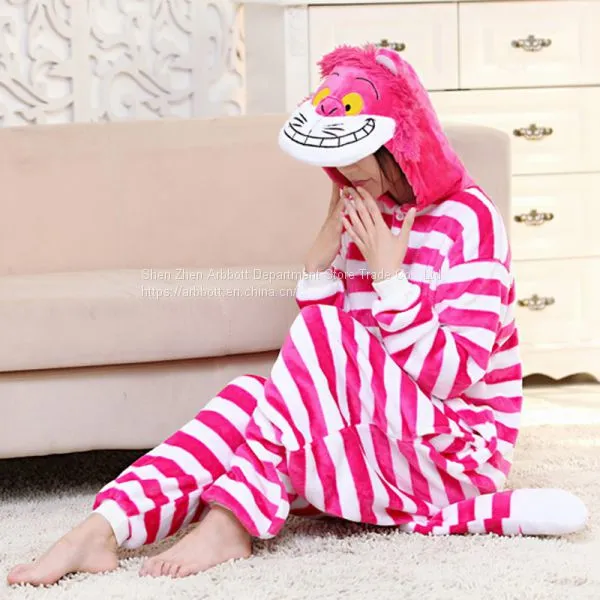 Cartoon Flannel Conjoined Polyester Parent-Child Pajamas photo-2