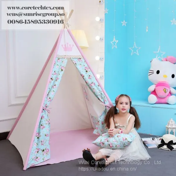 100% Canvas Cotton Kids Teepee Tent With the Pine Poles photo-2