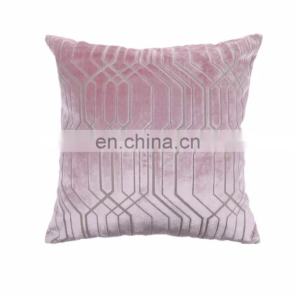 Wholesale High Quality Pink Geometric Cut Velvet Cushion Cover Pillow Cases photo-2