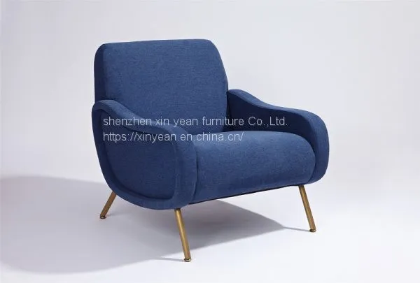 Fabric Steel Chromed Color Champagne Gold Single Sofa With Fabric for Living Room photo-2