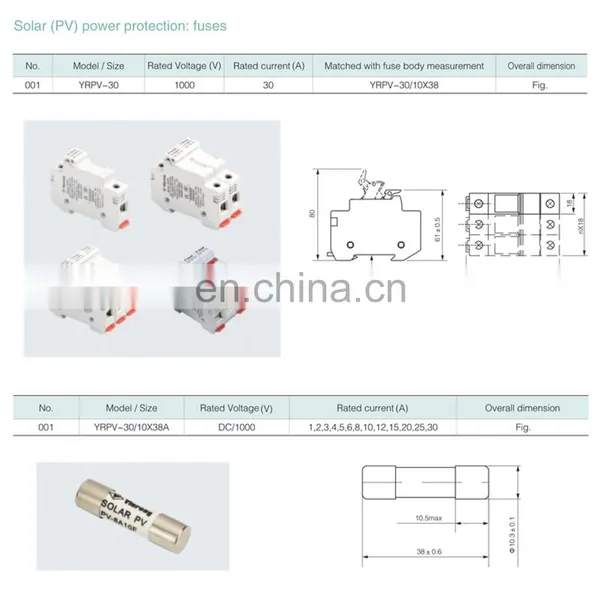 Slocable Fuse 10x38 15A 1000VDC 1-30A Solar DC Breaker Fuse Holder Protection photo-5