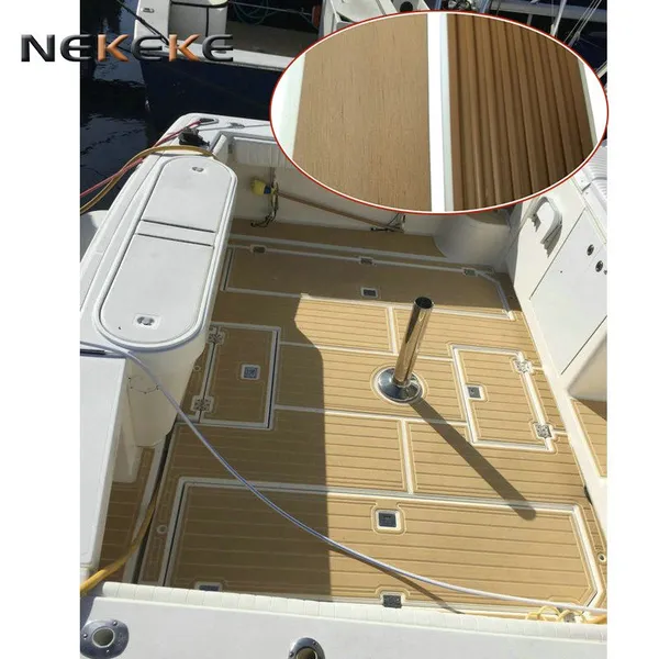 Teak Color White Strips Marine Boat Yacht Floor PVC Decking Outdoor Without Caulking Pvc Decking Price photo-5