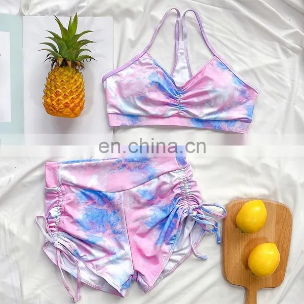 2022 Women Swimwear Push Up Swimsuit Tie Dye Bikini Yoga Set Swimming Suit Bandage Sexy Summer Bathing Suit photo-3